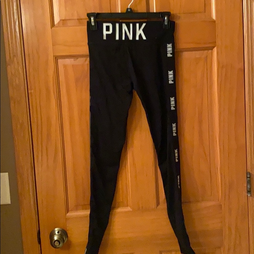Pink lady’s black leggings